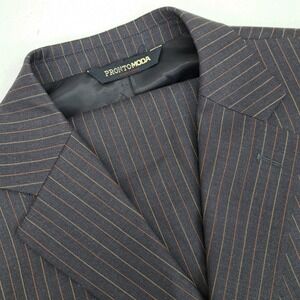 Pronto Moda Italia Mens 42R Charcoal Pinstripe Merino Wool Super 140s 2 Pc Suit